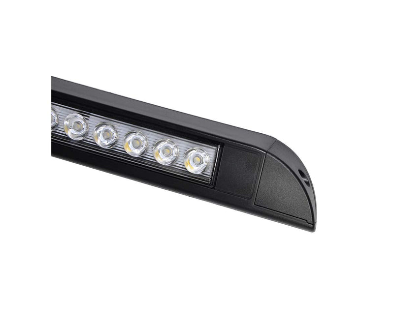 10" RV Camper LED Awning Porch Utility Light Fixture, 40° Down Angle Beam, 6000K Cool-White Super Bright, 12V/24V DC, High Light-Output Low Ampere Draw, Plastic Housing Black Finish, 2-Pack