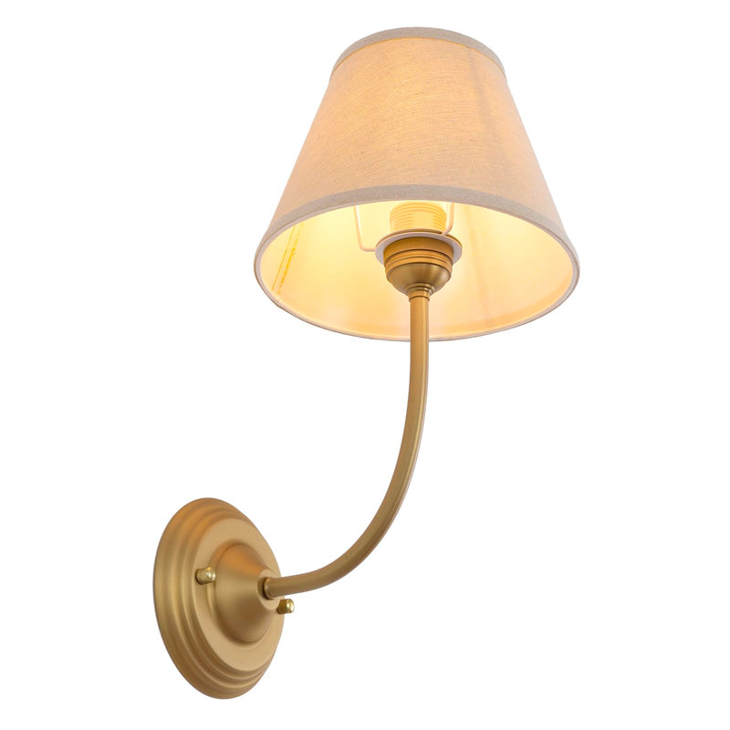 Vintage Fabric Wall Sconce Linen Cloth Shade, E26 Hardwired Indoor 1-Light Wall Mounted Lamp Fixture for Living Room Bedroom Stairs Hallway Linen Fabric