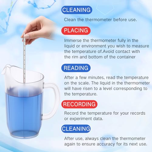 Relaxweex General Purpose Lab Thermometer 12 Inch Total Immersion Glass Liquid in Glass Thermometer for Laboratories Universities Food and Beverage Processing Clear(0 to 230 ℉) 0 to 230 ℉