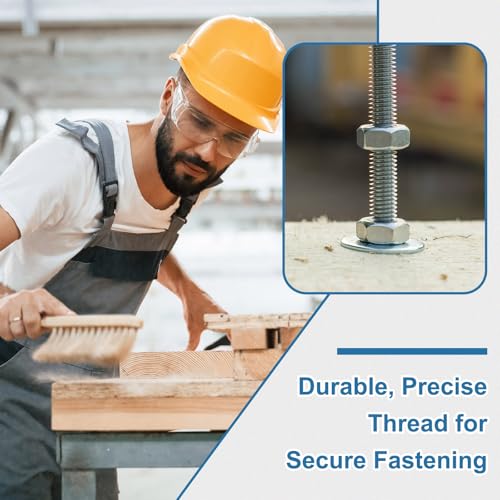 PATIKIL 5 Pcs Fully Threaded Rod, M6 x 400mm 304 Stainless Steel Right Hand Long Thread Bar Studs with Nuts for Pipes Clamps Hangers U-Bolts