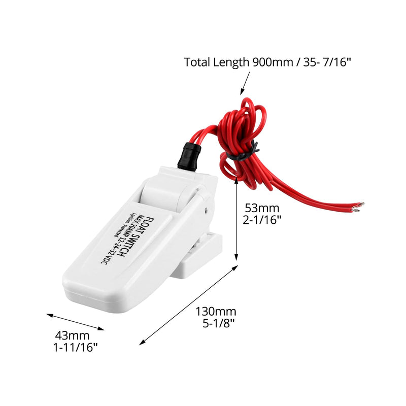 QWORK 2 Pack Heavy-Duty Automatic Boat Bilge Pump Float Switch | Moisture Tight, Ignition Protected - 12/24/32VDC, 20A, Ultrasonic Welding Seals, for Boats Electric Water Pumps