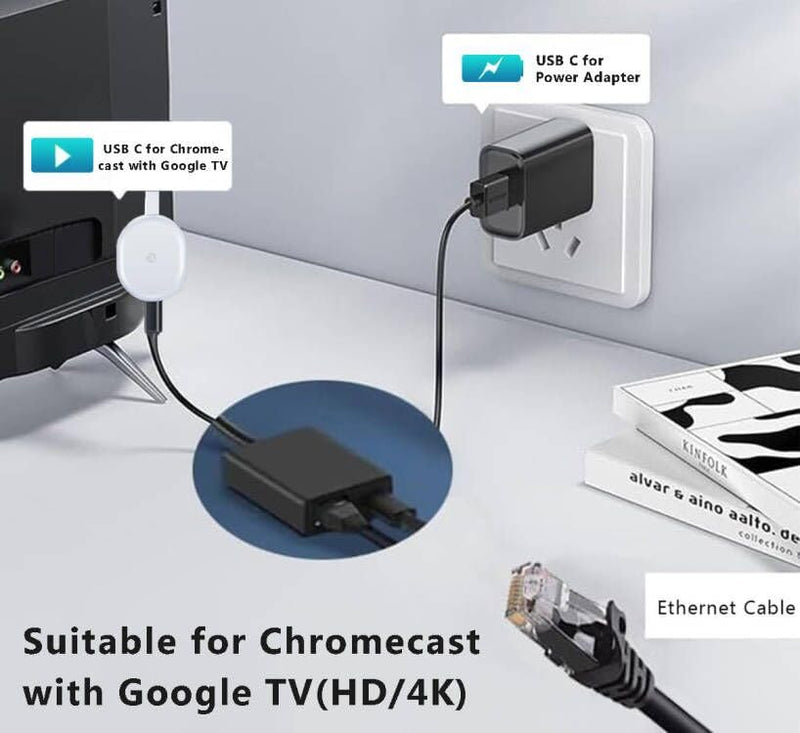 USB C to RJ45 Network Adapter Compatible with Google TV, USB C to Ethernet Adapter for MacBook Pro, Google TV Chromecast HD/4K, Laptop, iPad Pro and More USB C Devices MR-USB C