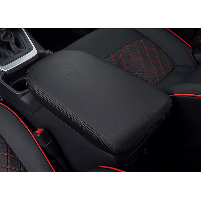 INTGET Center Console Armrest Cover for 2025 Toyota RAV4 Accessories 2024 2023 2022 2021 2020 2019 Leather Middle Console Lid Cover Pad Protector Elbow Arm Rest Covering Car(Black) black