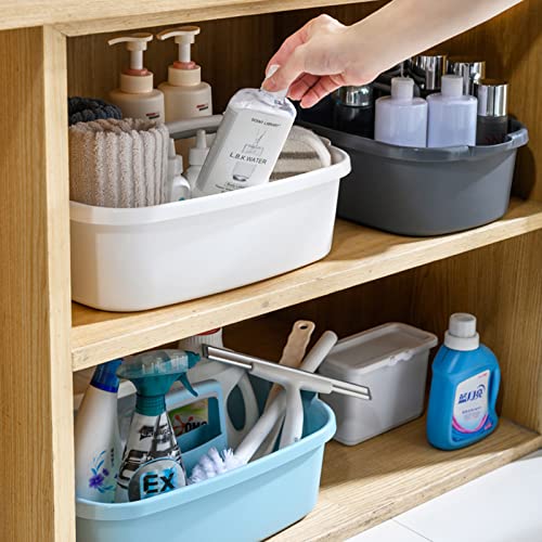 Large Cleaning Supplies Caddy Portable Shower Basket Supply Organizer with Handle Plastic Bucket Tool Storage for Bathroom, Bedroom, Kitchen, College Dorm, Garden, Dark Gray 2 Pack Large, 2pcs