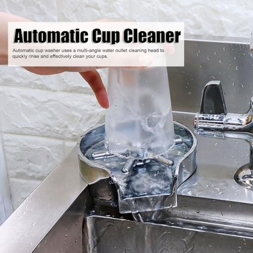 Stainless Steel Automatic Cup Washer - Bar Glass Rinser with Hex Holder,G1/2 Thread for Hotel,Bar & Coffee Shop