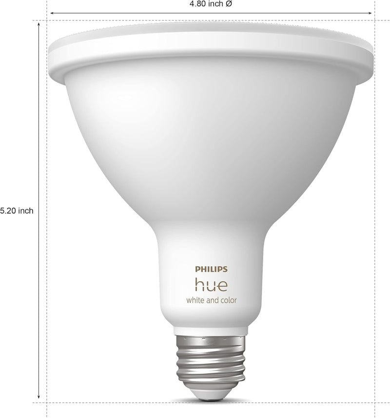 Philips Hue Smart 100W PAR38 LED Bulb - White and Color Ambiance Color-Changing Light - 1 Pack - 1300LM - E26 - Outdoor - Control with Hue App - Works with Alexa, Google Assistant and Apple Homekit