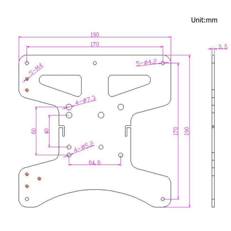 Upgrade Modular Y Carriage Plate Kit 190mmx190mmx3.5mm/7.5x7.5x0.14inch for 2040 V-Groove Aluminum Profile for Ender 3/Ender 3 PRO 3D Printers (190x190x3.5mm) 190x190x3.5mm
