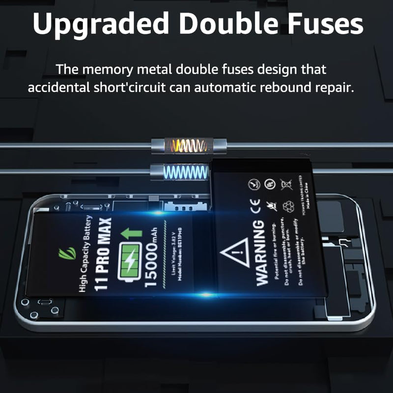 LL TRADER Battery for iPhone 11 Pro Max 15000 mAh High Capacity Replacement Battery for iPhone 11 Pro Max, (A2161、A2220、A2218) with Full Set Repair Tool Kit for USA 2025 11ProMax-15000