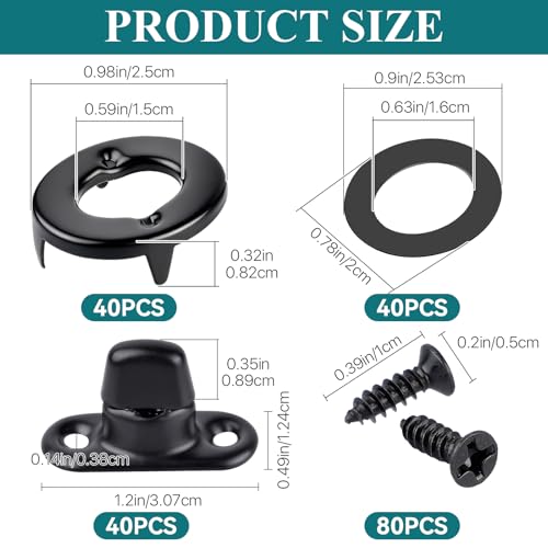 Supkiir 40 Sets Marine Grade Twist Lock Fasteners, Rust-Proof Coated Turn Button with Eyelet and Stud Mounting Screws, Alloy Tarp Grommet Fasteners for Marine Boats, RVs and Canvas Sailboats