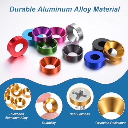 M METERXITY 20-Pack M8 Countersunk Finish Washers, Hole Dia 0.31"/8mm Alloy Aluminum Finish Cup Washer Screw Head Gasket for Industrial/Screw RC/Car/Motorcycle/Mechanical Parts [Golden] Golden