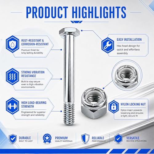 5/16-18x2 Inch Bolt and nut Kit for Caster Wheel Trolley 100 Set