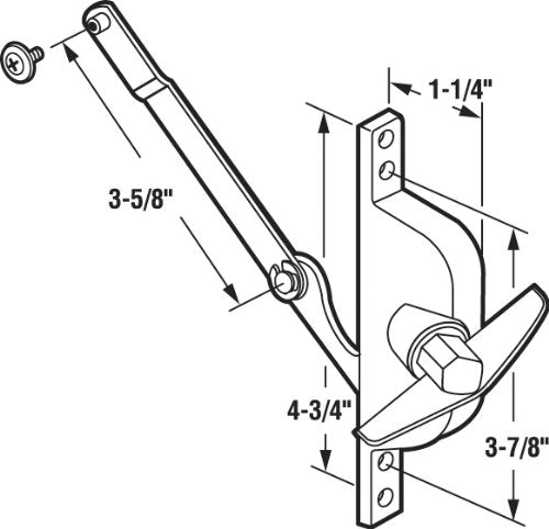 Prime-Line H 3932 Diecast Aluminum Universal Jalousie Operator with 3-5/8 in. Link, Daryl Windows (Single Pack)