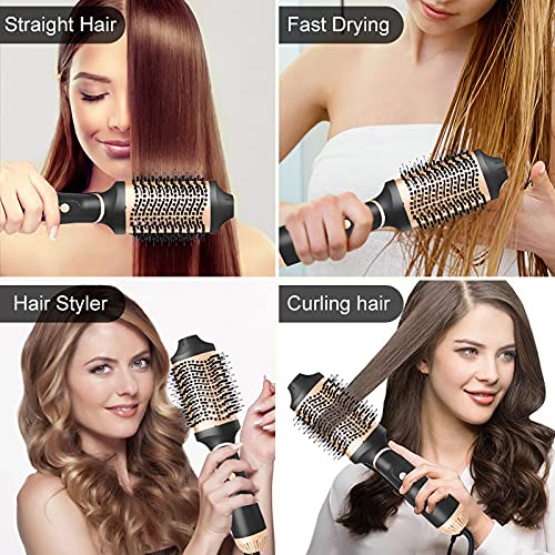 Hair Dryer Brush Blow Dryer in One Step, Upgraded 4 in 1 Hair Dryer and Styler Volumizer with Negative Ion Anti-frizz Ceramic Titanium Barrel Hot Air Styler Hair Straightener