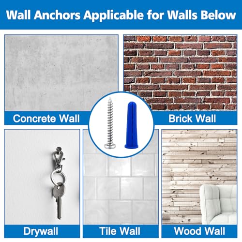 Conical Concrete Wall Anchors and Screws Assortment Kit, 340 Pcs Masonry Anchors with 3PCs Drill Bit,170 Brick Wall Anchors and 170 Self Tapping Screws, Blue