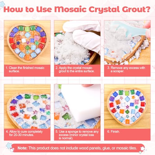 Mosaic Crystal Grout – Translucent Mosaic Grout Filler for Tiles Crafts, No Need to add Water, Essential for Handmade Art Glass Decor, & DIY Craft Projects (7.05oz)
