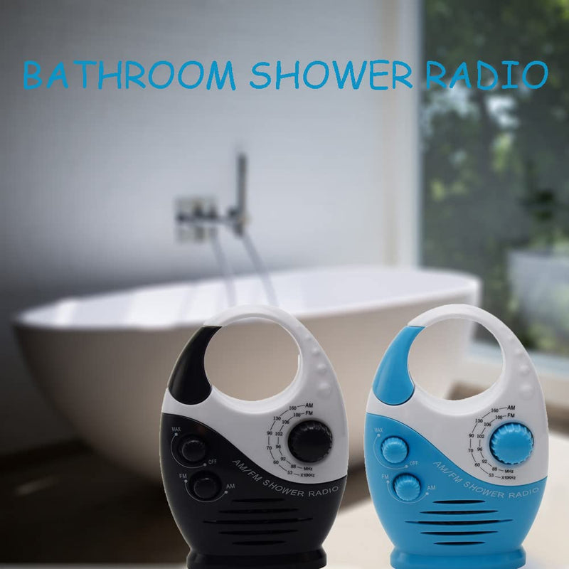 Shower Radio, Bathroom Radio AM FM, Waterproof Hanging Shower Radio Adjustable Volume black