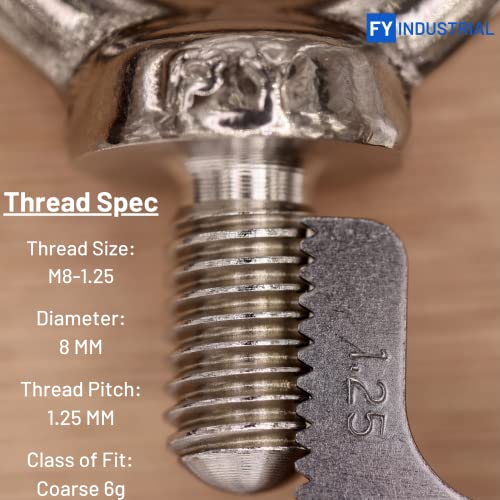 Stainless Steel Machinery Shoulder Lifting Eye Bolt (M8, 5 Items) M8 Silver