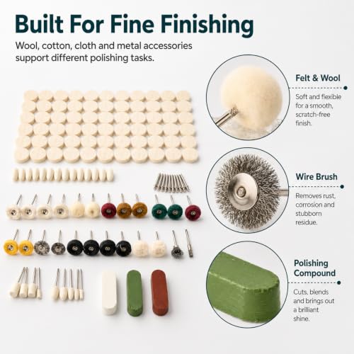 237 Pcs Polishing Buffing Wheel Polishing Kit for Dremel, Rotary Tool Accessories with 1/8" Shank, Include Buffing Wheels, Polishing Compound & Pads for Metal Wood Jewelry Glass
