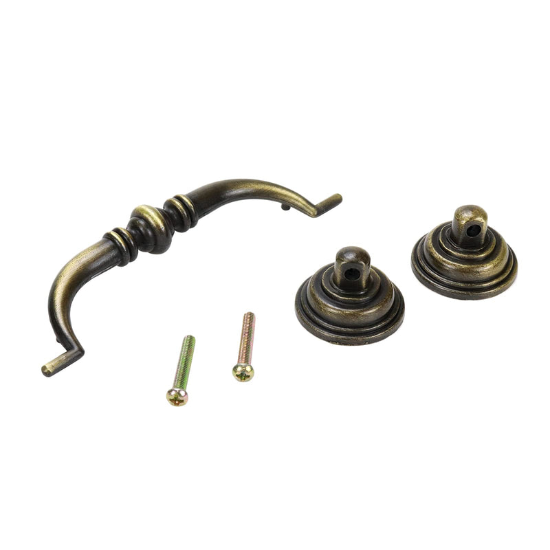 Quluxe 4.2" Hole Center Shabby Chic Drawer Pulls Handles Antique Bronze Kitchen Cabinet Drop Bail Pulls Handles- Bronze (Pack of 6)