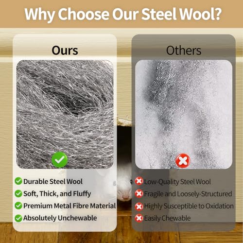 Steel Wool Mice Control, #2 Very Coarse, 3.1 inch x 13 ft, 4 Pack #2 4PCS