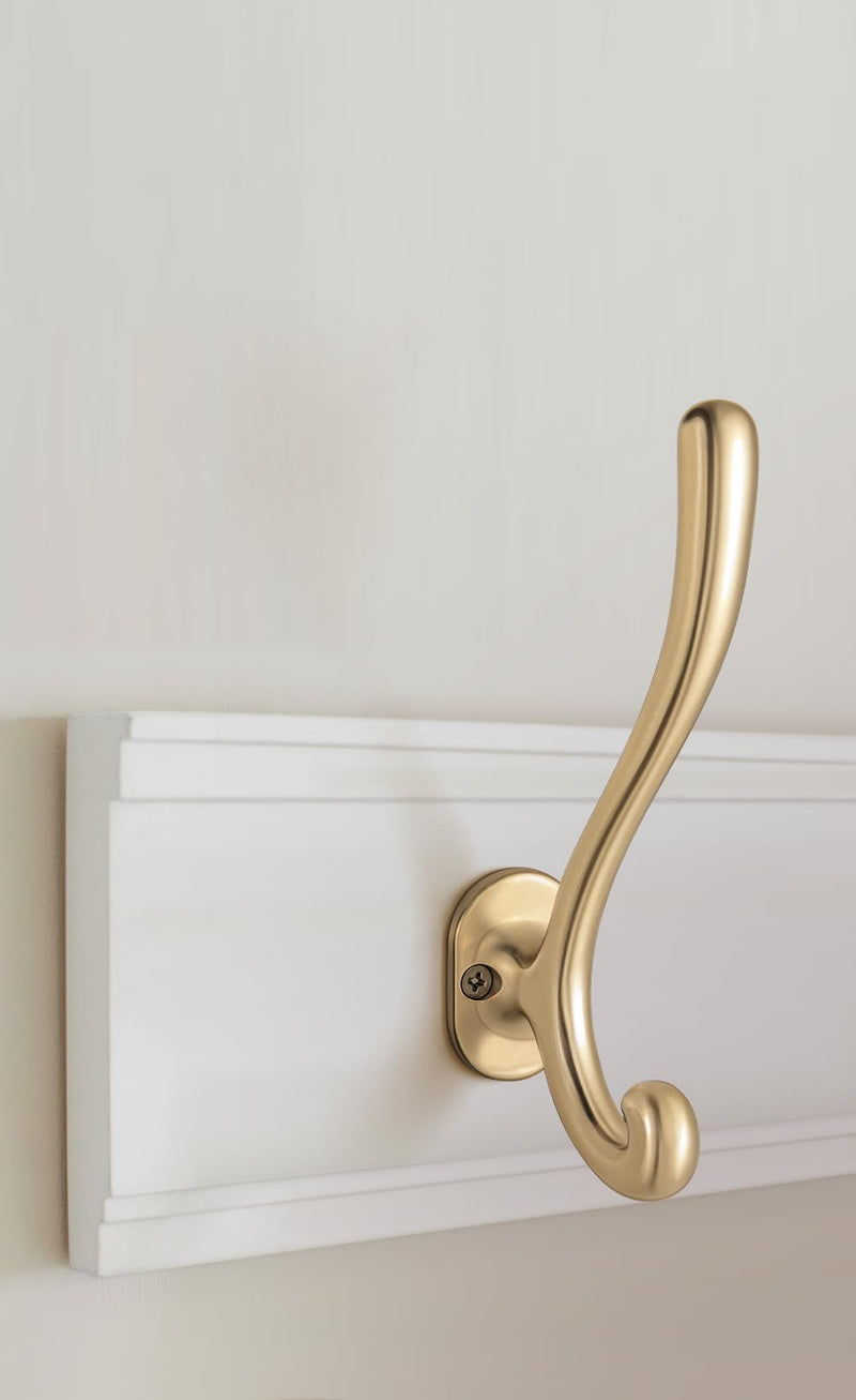 Goo-Ki Champagne Bronze Zinc Alloy Coat Hooks - Affordable Luxury Coat Hoooks Hardware for Bedroom, Kitchen, 2 Pack