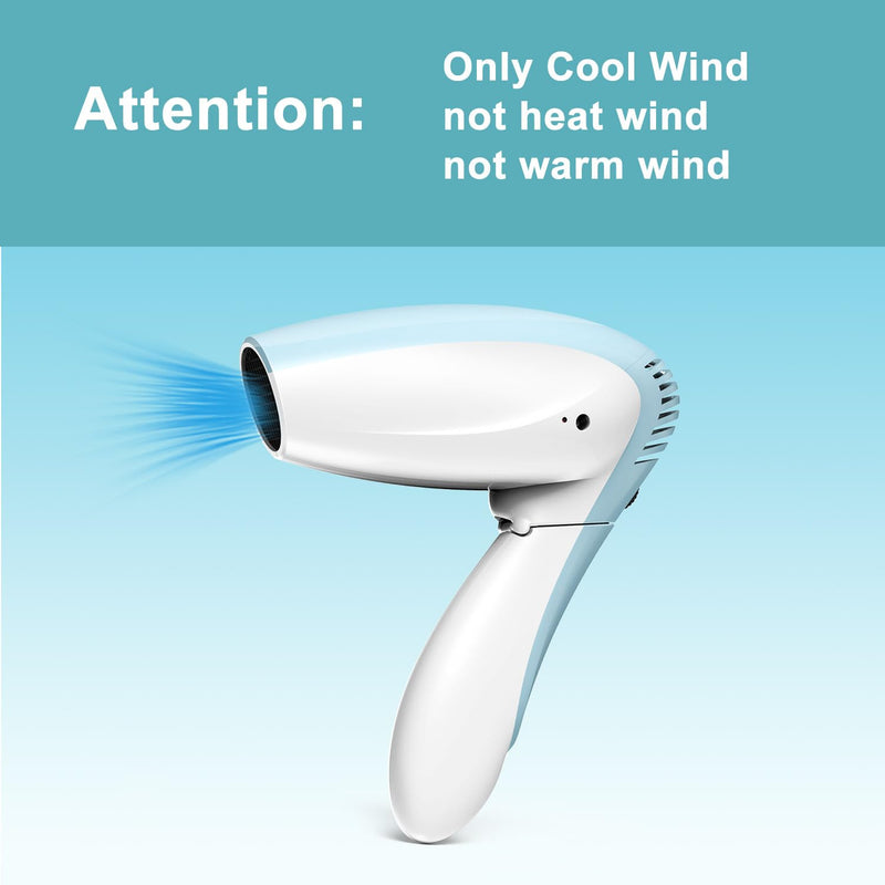Cordless Hair Dryer - Cool Wind Battery Operated Blow Dryer | Rechargeable Portable Hairdryer for Summer, Indoor, Outdoor, Camping, Tourism (No Hot or Warm Air)