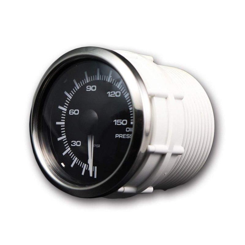 MOTOR METER RACING MGS Series 52mm 2-1/16" Electrical Oil Pressure Gauge 0~150 PSI Black Dial White & Amber LED Backlit Waterproof