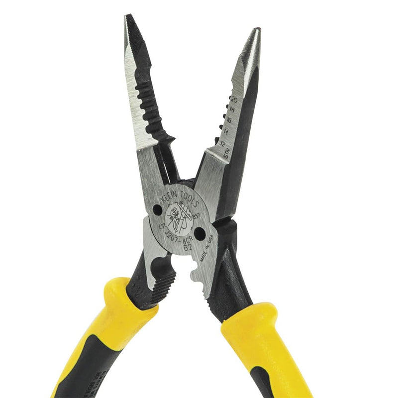 Klein Tools J207-8CR Needle Nose Pliers, Made in USA, All-Purpose Linesman Pliers for Crimping, Looping, Cutting, Stripping, Crimping, Shearing Crimper