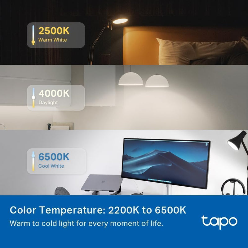 Tapo TP-Link Smart Light Bulbs, 1100 Lumens High Brightness (75W Equivalent), Matter-Certified, 16M Colors WiFi Light Bulb, Dimmable, Works w/Siri, Alexa & Google Home, A19 E26, L535E(4-Pack) Matter Light Bulb 4 Pack