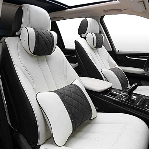 LUNDA Luxury Car Neck Pillow Car Travel Neck Rest Pillows Seat Cushion Support Napa Leather for Mercedes Benz S-Class headrest (Black Black