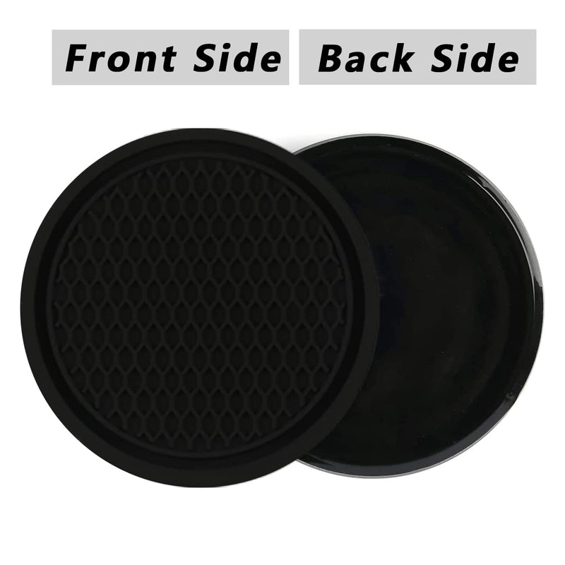 Car Cup Coaster, 4PCS Universal Auto Non-Slip Cup Holder Embedded in Ornaments Silicone Coaster, Car Interior Accessories Sets, Black