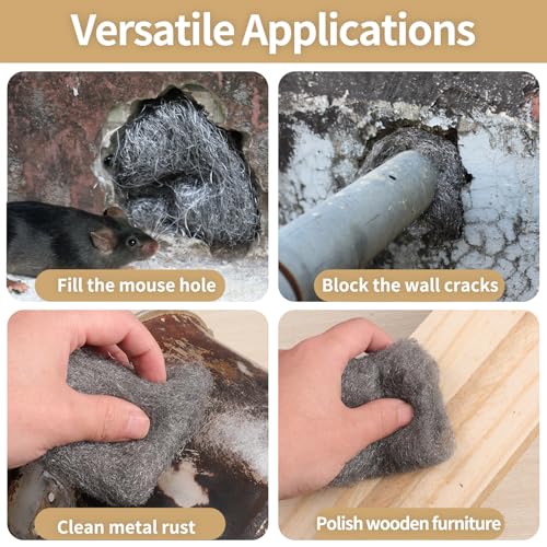 Steel Wool Mice Control, #2 Very Coarse, 3.1 inch x 13 ft, 4 Pack #2 4PCS