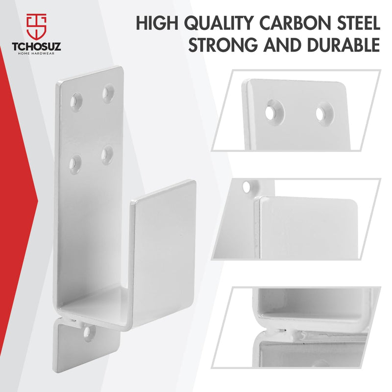  [AUSTRALIA] - 2x4 Door Barricade Brackets, Set of 2 Heavy Duty Carbon Steel Door Bar Brackets for Home Security, Door Lock Brackets for Warehouse Basement Barn Garage 2 PCS White
