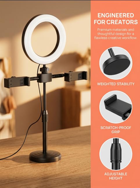 Desk Phone Holder for Makeup Photo Video Call Content Creation and Daily Use