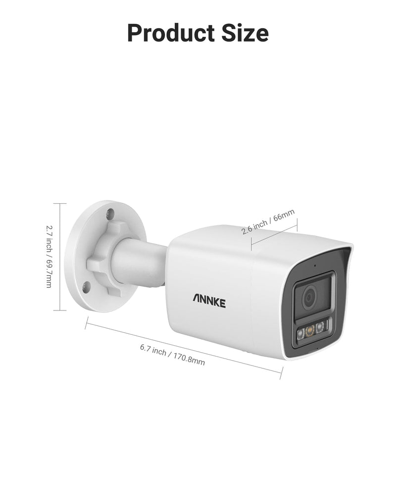ANNKE Security 4K 8MP PoE Camera, Surveillance Outdoor AI IP Cam with Mic/Audio, AI Human/Vehicle Detection, Smart Dual Light, IP67, H.265+, Up to 512GB Storage, 4mm Lens, Color Night Vision 8MP POE IP Camera