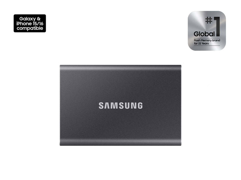 SAMSUNG T7 Portable SSD, 1TB External Solid State Drive, Speeds Up to 1,050MB/s, USB 3.2 Gen 2, Reliable Storage for Gaming, Students, Professionals, MU-PC1T0T/AM, Gray Titan Gray 1 TB