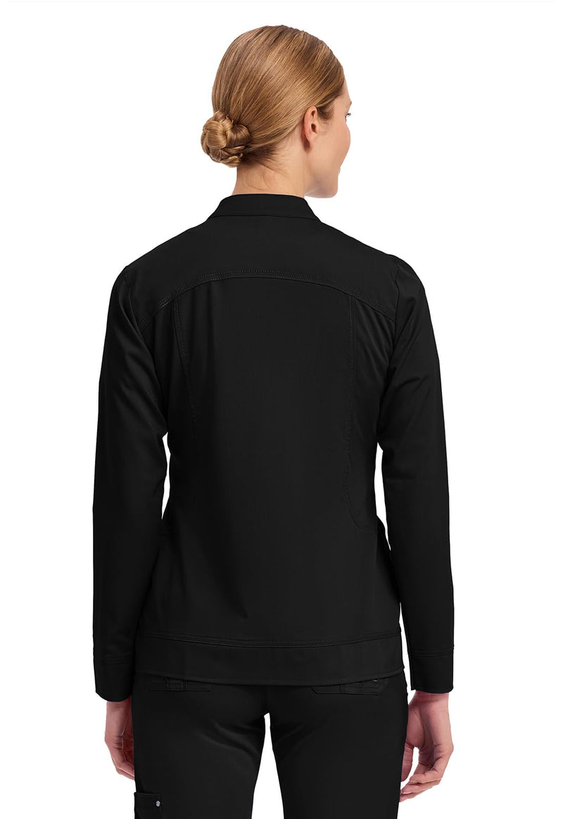 Healing Hands Women's Scrub Jacket, Zip-Up Front with 2-Way Stretch Comfort & Big Kangaroo Pockets 5038 Black X-Large