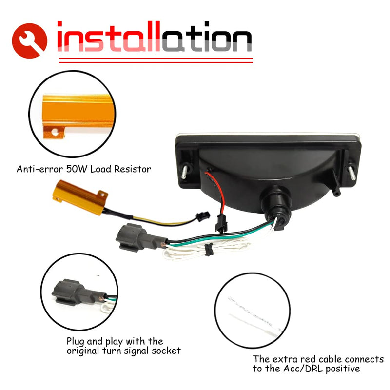 GTINTHEBOX For 1988-1997 Nissan Hardbody PickUp, 1988-1995 Nissan Pathfinder Front Bumper Turn Signal DRL Daytime Running Light Smoked Lens Amber/White LED Lamp