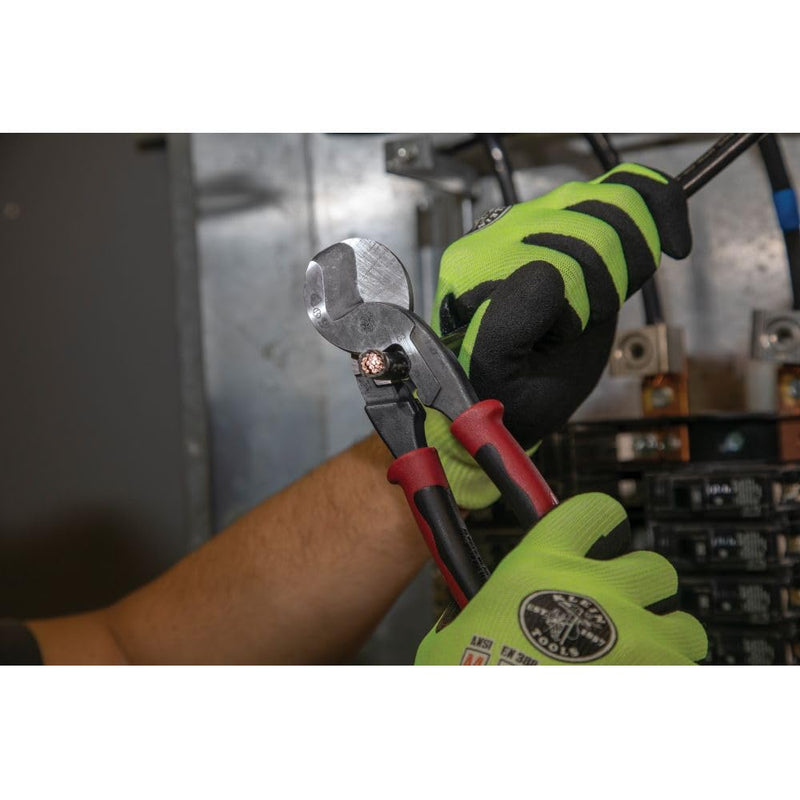Klein Tools J63225N Cable Cutter, Made in USA, Journeyman High-Leverage Wire Cutter and Stripper for Cutting Aluminum, Soft Copper and Communications Cable Cutter / Stripper