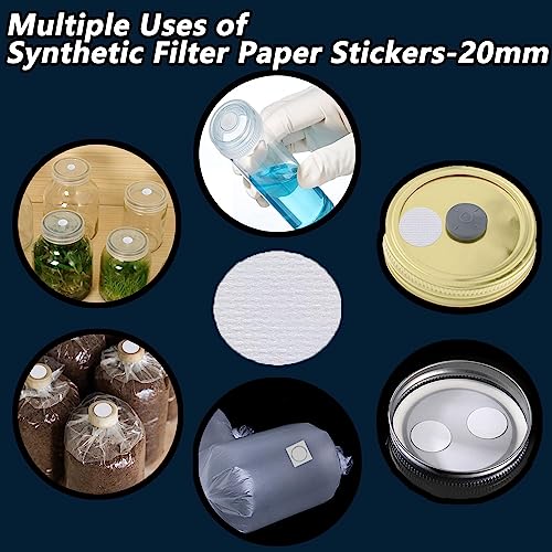 Mushroom Growing Supplies 0.25 μm - 64Pcs 20mm & 18Pcs 84mm Filter Filter Disc Mushroom,Membrane Filter Sticker, Mycology Supplies,Applied Under Wide Mouth Jar Lid for Mushroom Cultivation 20mm-64pcs&84mm-18pcs