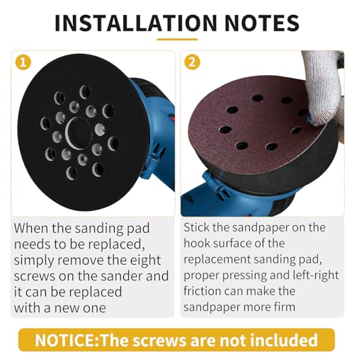 Orbital Sander Pad Replacement for Bosch ROS20VS, 4 Pack