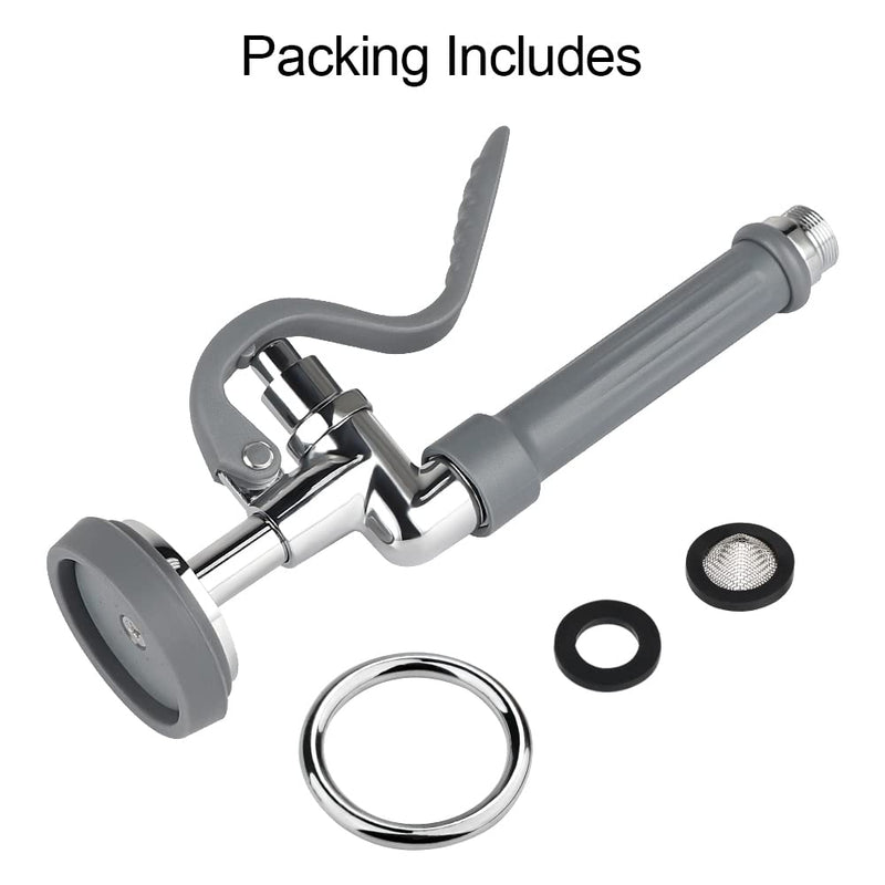 Pre Rinse Sprayer Valve, 1.42 GPM High Pressure Commercial Pre Rinse Spray Head Dish Sprayer Replacement Kit for Restaurant Industrial Faucets, Chrome Finished Gray