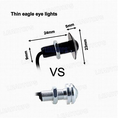 LEADTOPS Eagle Eye LED Lights, 10-pack DIY 12V Ultra thin 23mm Eagle Eye Bulb Fog Tail DRL Daytime Running Lights White Kit for Car Motorcycle (White, Black) White light -B