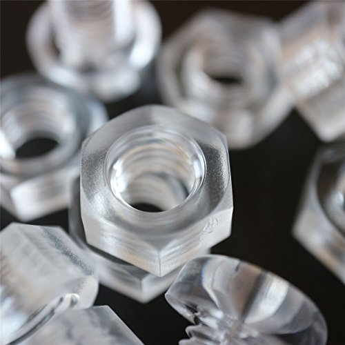30x Clear Acrylic Pan Head Plastic Screws & Bolts M8 x 20mm, Nuts & Washers