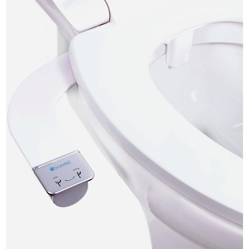 Brondell Bidet Attachment for Toilet SS-250 SimpleSpa Fresh Water Spray with Adjustable Water Pressure Side Arm Control, Slim Bidet Sprayer, Silver Knob (Dual Nozzle) Fixed Dual Nozzle