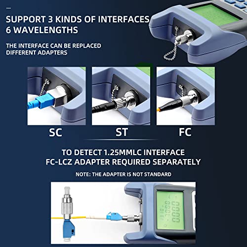 FTTH Fiber Optical Cable Tester Tool Fiber Optic Power Meter Test Seven Wavelength +10 to -70dBm For SC FC ST Connector CATV Testing and Telecommunciation