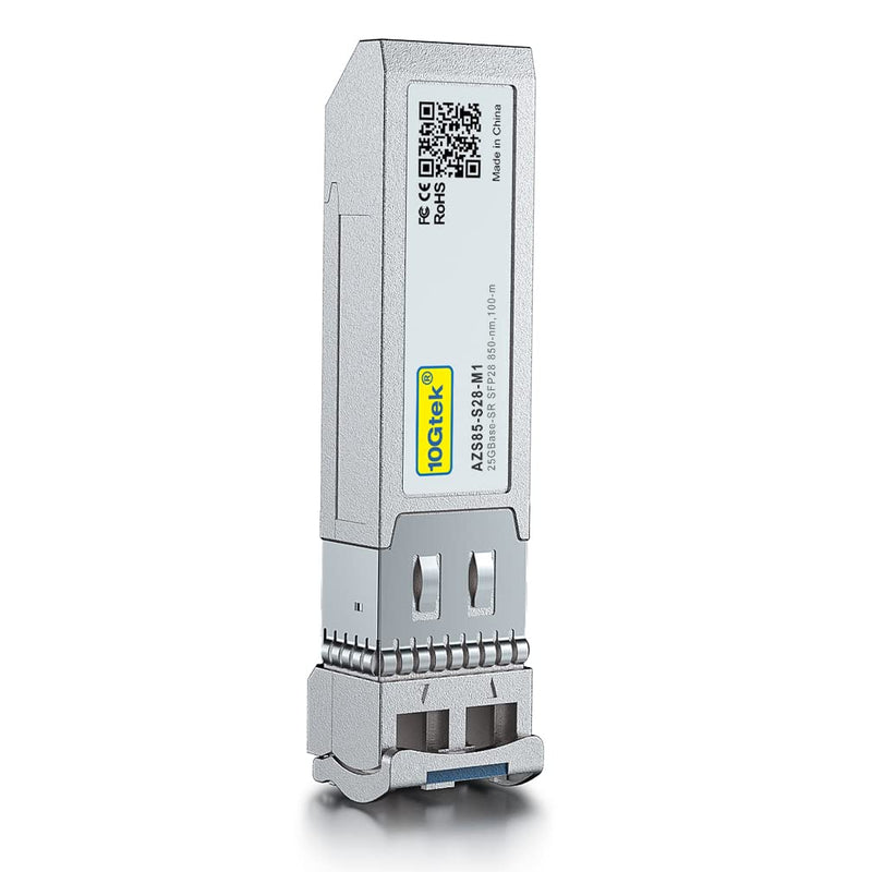 10GTEK 25G SFP28 SFP+ SR Transceiver, 25GBase-SR Duplex LC MMF Optical Module for Intel E25GSFP28SR, 850nm, DDM, up to 100m 25GBase-SR: 100m 1