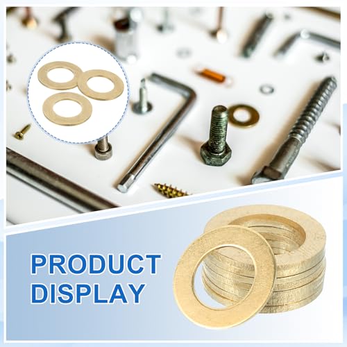 MECCANIXITY 3 Pack Brass Flat Washer, M33 Copper Washers Crush Washer Kit Assortment, 33mm ID, 59mm OD, 3mm Thick for Bolts Screws Machinery Repair, Outdoor Construction 2 5/16" OD x 1 5/16" ID x 3mm