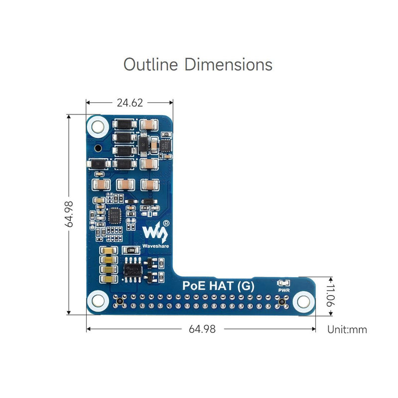 Waveshare 2PCS PoE HAT (G), Compatible with Raspberry Pi 5, 5V 5A Output, Stable Performance, Supports 802.3af/at Network Standard, Power Over Ethernet HAT (G), Suitable for RPi 5 Official Case