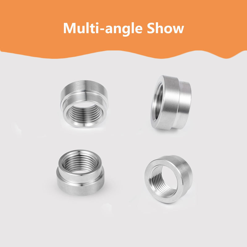 4 Pcs O2 Sensor Bung, 304 Stainless Steel M18x1.5 O2 Bung Weld in, Oxygen Sensor Bung Stepped Style 4 Pcs Silver M18 x 1.5